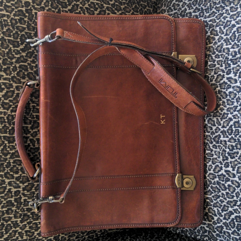 Vintage TUMI brief case laptop bag. Leather.
